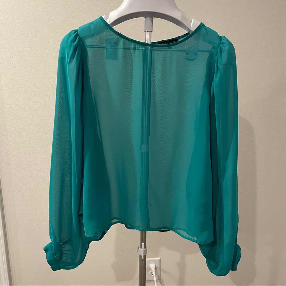 Beautiful blouse with amazing sleeves, button down back